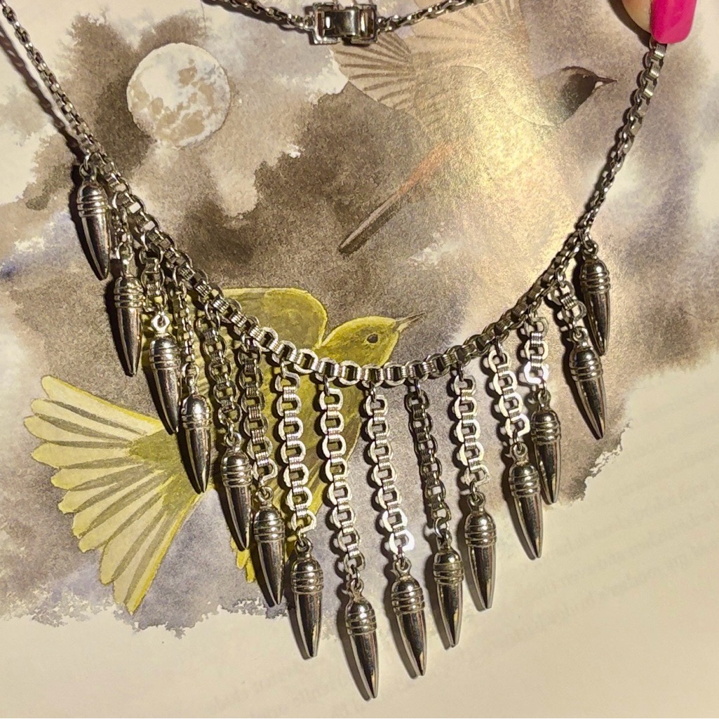 Amazing Vintage Art Deco Spike Chain Collar Necklace 18”